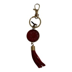 Keychain with Red Tassel Red and Gold